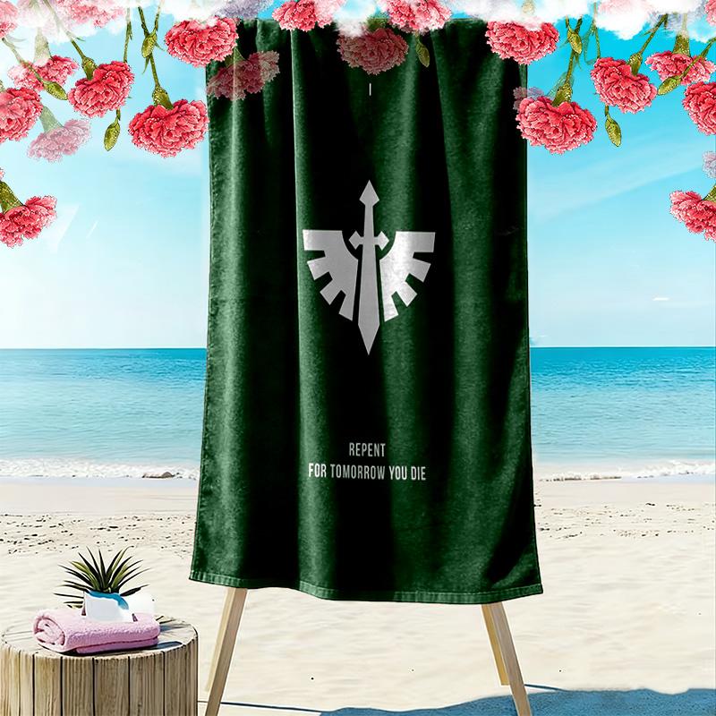 Dark Angels Warhammer 40K 2D Flachdruck Strandtuch, Großes Weiches Schnelltrocknendes Handtuch für Strand Camping SchwimmenSSTJ0917066 70cmx140cm(27x55inch) black