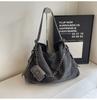 Retro Denim Casual Tote For Women With Large Capacity And Streetwear Design