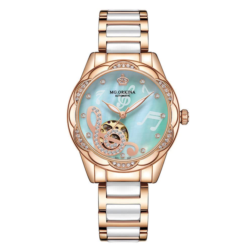 

Ostory женские часы стильный узор с музыкальными нотами механические автоматические аналоговые часы женские часы светящиеся женские часы женские аксессуары