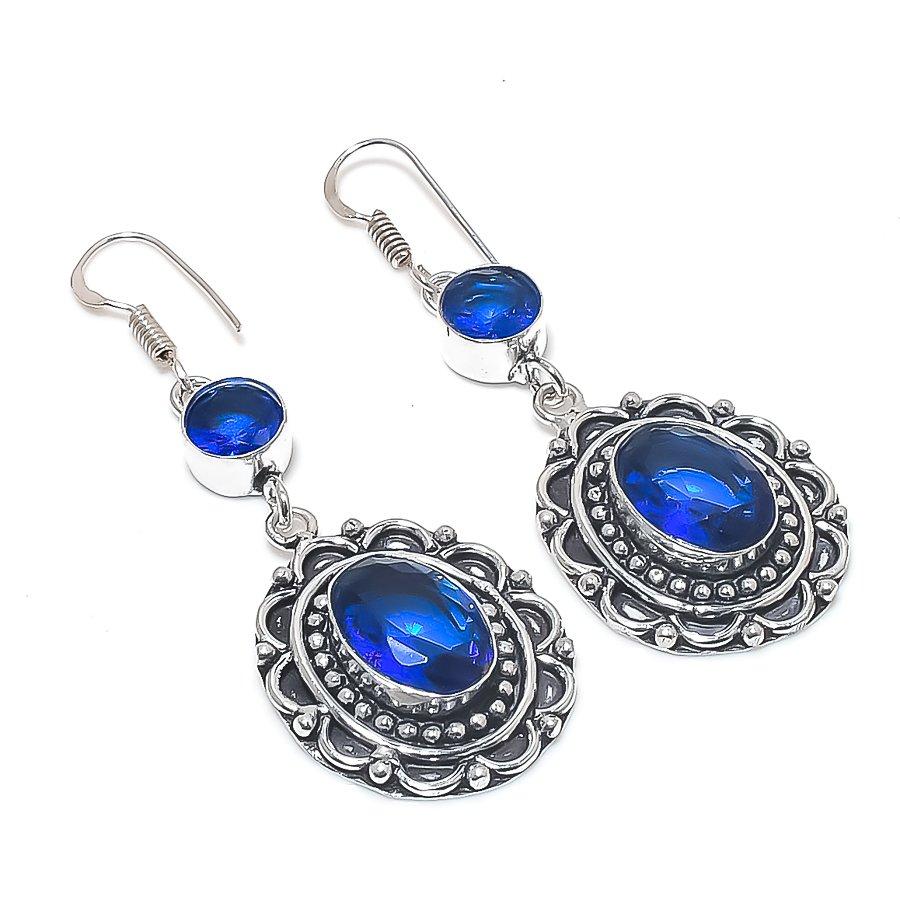 

London Blue Topaz Gemstone 925 Sterling Silver Earring 2.36