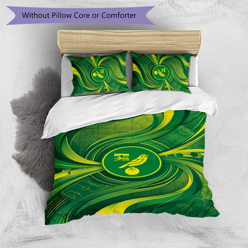 Set Lenzuola Stampato Norwich City Football 3 Pezzi, Comodo Set Copripiumino per Camera da Letto Amico della Pelle