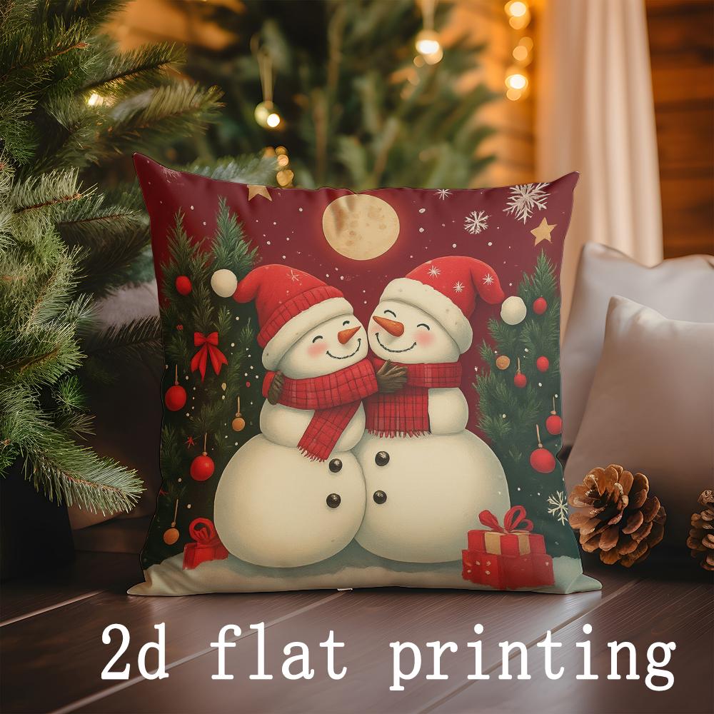 Home Decor Christmas Snowmen Santa Cushions Suitable For Sofa Bedroom Car Pillow Cover Cushion Rectangular Back Cushion