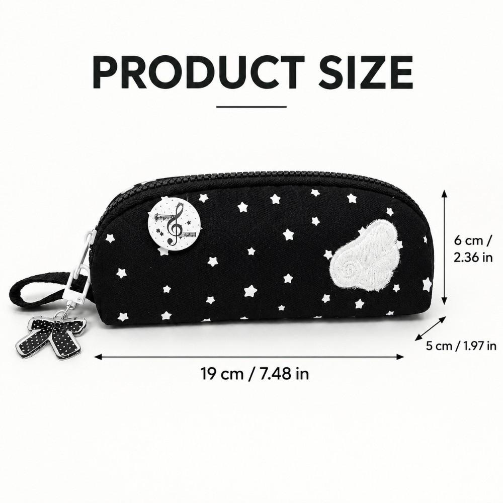 Star Print Pencil Case Large Capacity Pen Bag Durable Stationery Organizer School Office
