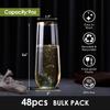 48 Pack Plastic Stemless Champagne Flutes, Disposable Unbreakable 9 Oz Toasting Glasses With Gold rim, Fancy & Shatterproof Champagne Glasses