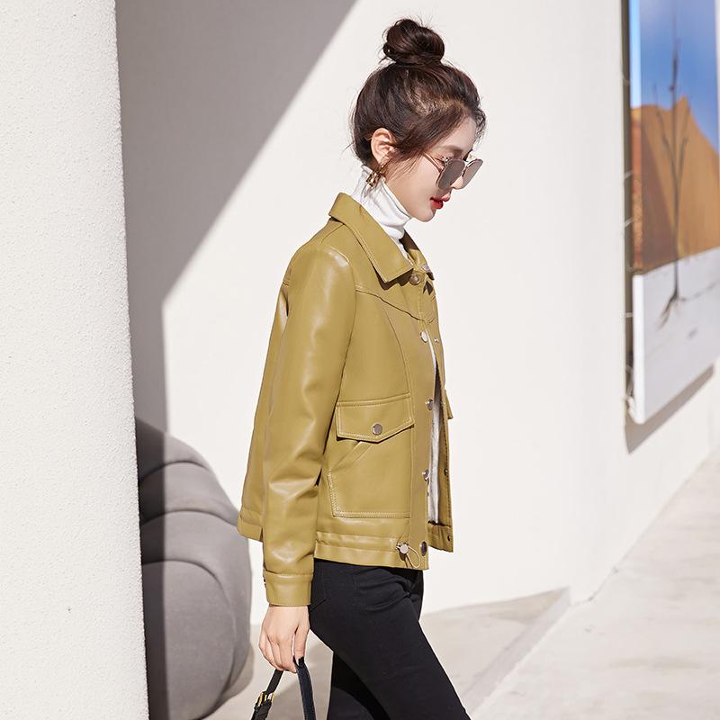 Luxusní malá kožená bunda Dámská krátká bavlněná bunda nového stylu v zesíleném stavu