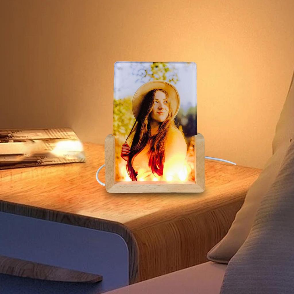 Led Picture Frame Sublimation Acrylic Night Lights Blank Display Stand Crafts Decoration For Home Birthday Christmas Women