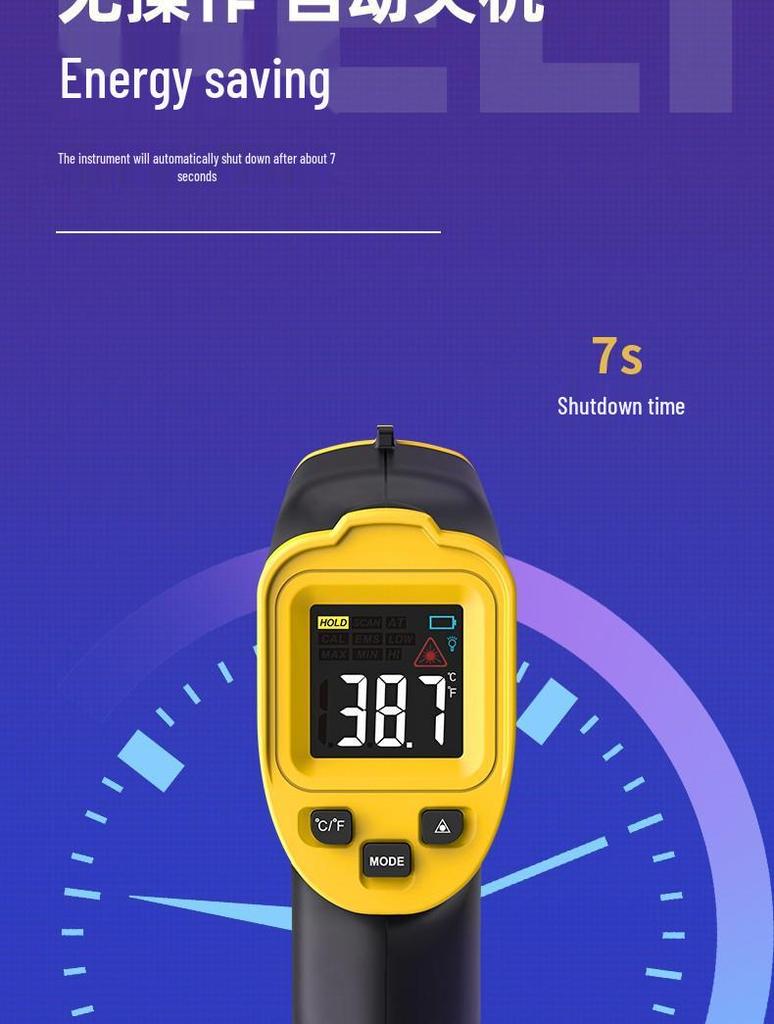 Deli High-Precision Industrial Infrared Thermometer for High and Low Temperatures