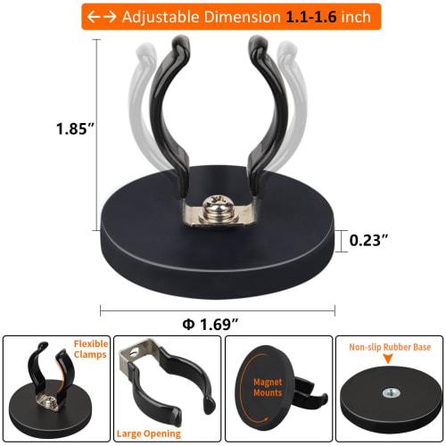 MUTUACTOR Magnetic Hook, Non-Slip Magnetic Mount, Heavy-Duty Hook for Flashlight Holder, 10 Lbs, Large Opening Universal Magnet for Garage, Garden, an