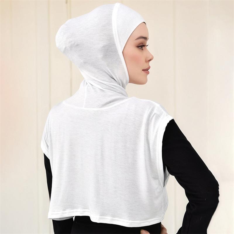 Ramadan Sleeveless Hooded Modal Cotton Detachable Collar Solid Color Simple Hat Women'S Scarf Muslim Hijab Backing Shirt Turban