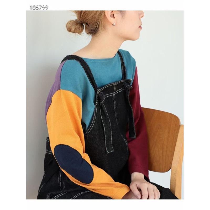 

Beams Color-Block Long Sleeve Women s Knit Sweater – Casual, Versatile, Trendy Loose Fit One Size