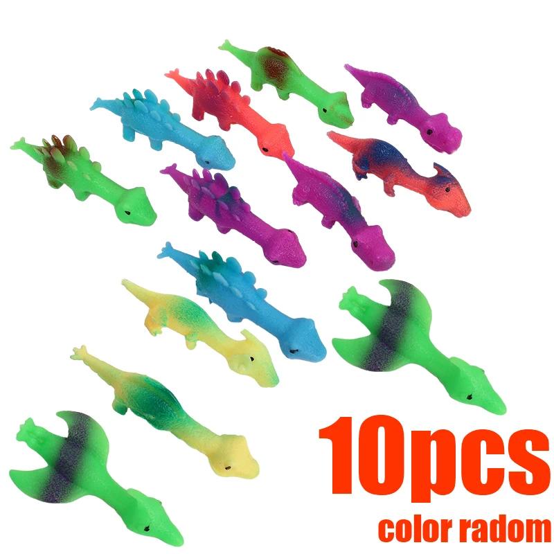 10PCS Creative Finger Catapult Dinosaur Slings Sticky Wall Toys for Adults and Kids Vent Stress Relief Catapult Dinosaur Toy