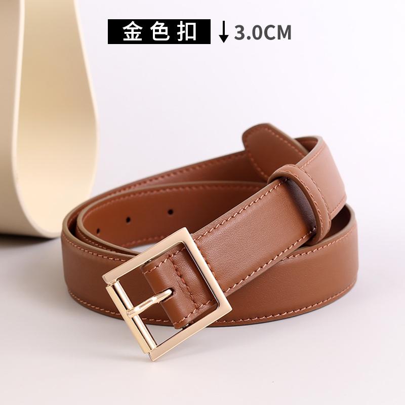Vintage Minimalist Style Fashionable Child The R0W Minimalist Square Buckle Oil Wax Calfskin Belt