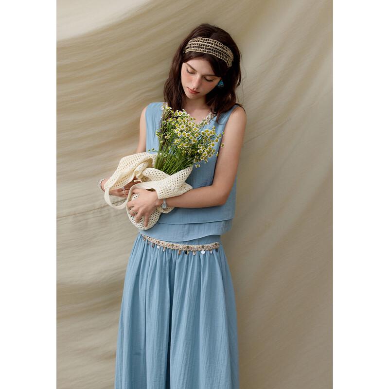 Women's Elegant Sequin Vest & Long Skirt Set