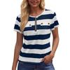 Women's Fashion Color Matching Short Sleeve Round Neck Zipper Top