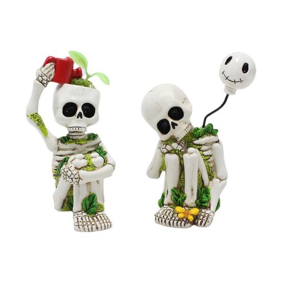 

Yousheng 2 шт. Статуя скелета на Хэллоуин Легкий материал из смолы Реалистичная форма Жуткая фигурка скелета Интерактивный реквизит set