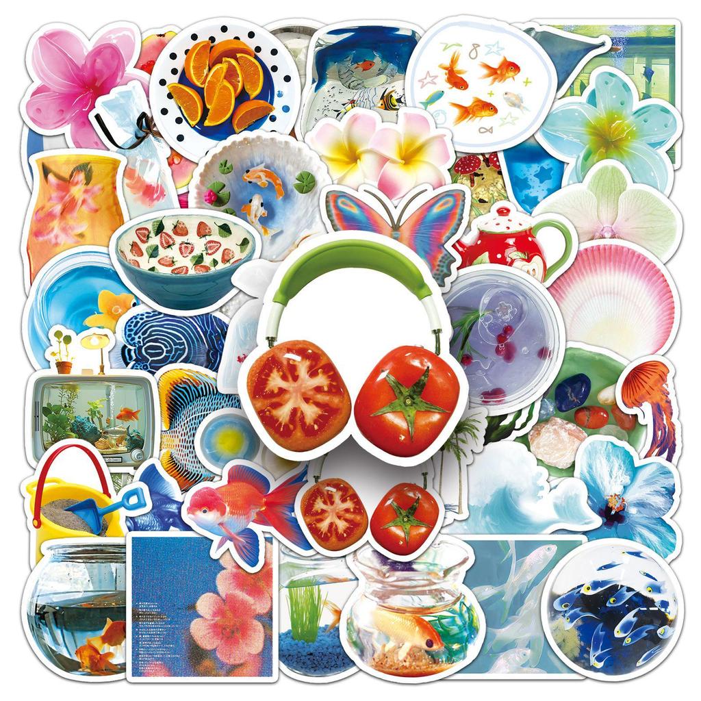 50 Tropical Summer Ins-Style Waterproof Stickers for Journals, Phones, Tablets, and Suitcases