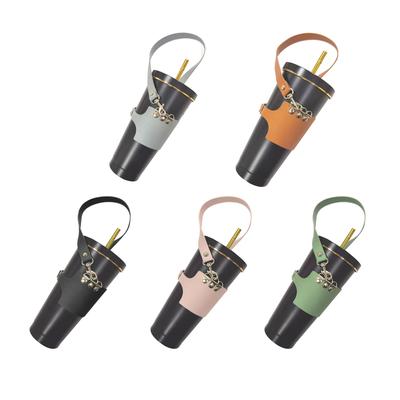PU Cup Cover Adjustable PU Cup Sleeve Versatile Drinkware Accessory Fashion PU Cup Sleeve for Coffee and Milk Lover