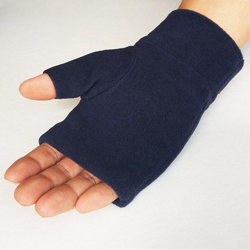 

Зимние перчатки с полупальцами для женщин и мужчин, мягкие плюшевые флисовые теплые перчатки, однотонные варежки без пальцев на запястье, модные S темно-синий