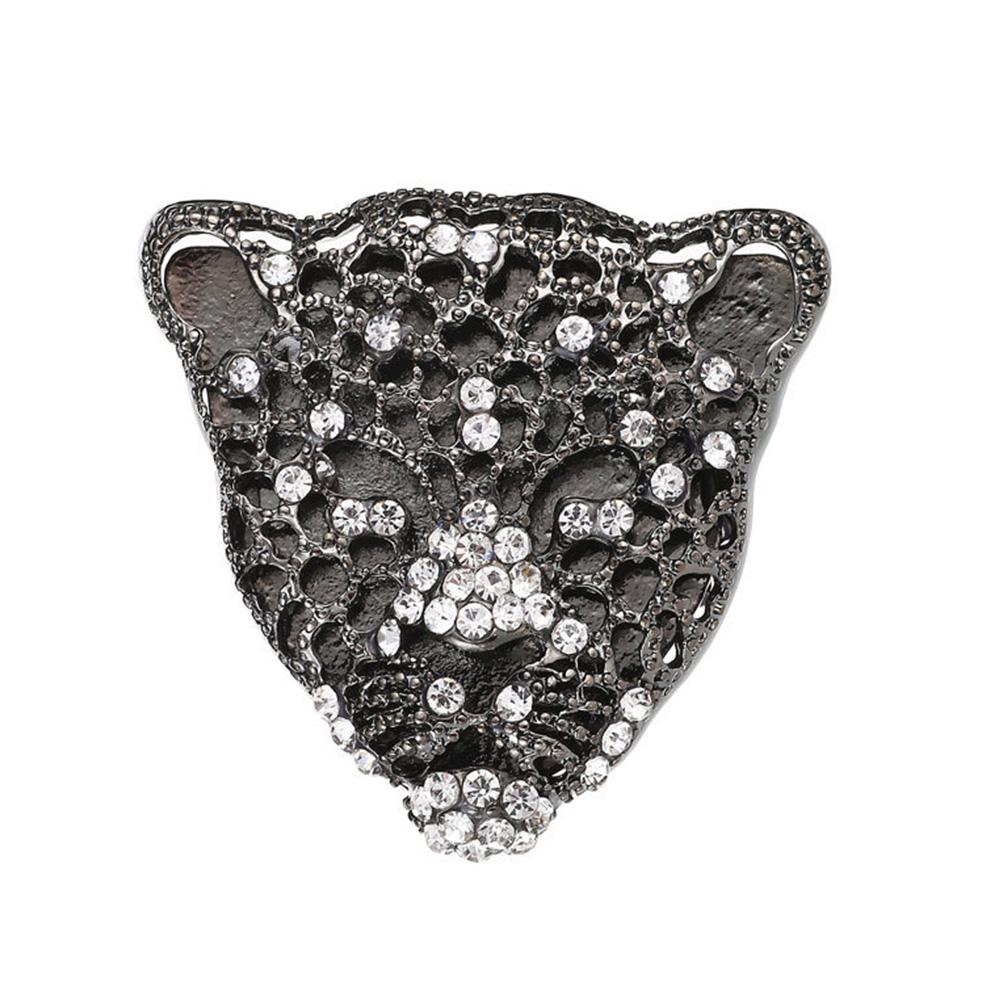 Retro Hollow Rhinestone Collar Pins Male Ornaments Leopard Brooch Rhinestone Brooch Men Badges