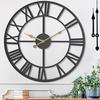 24 Inch Large Wall Clock for Living Room Modern Decorative Black Metal Big Roman Numeral Wall Clock for Living Room Bedroom Kit
