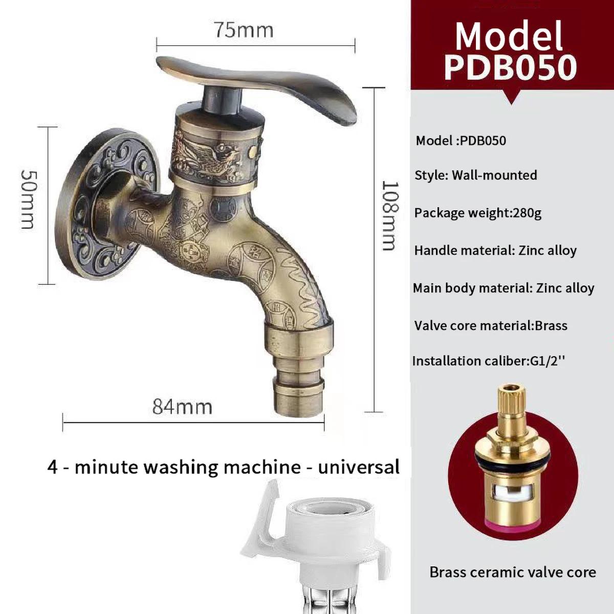 

Antique Bronze Washing Machine Decorative Outdoor Faucet , Vintage Garden Bibcock Tap Wall Mounted Mop Faucet Zine Alloy
