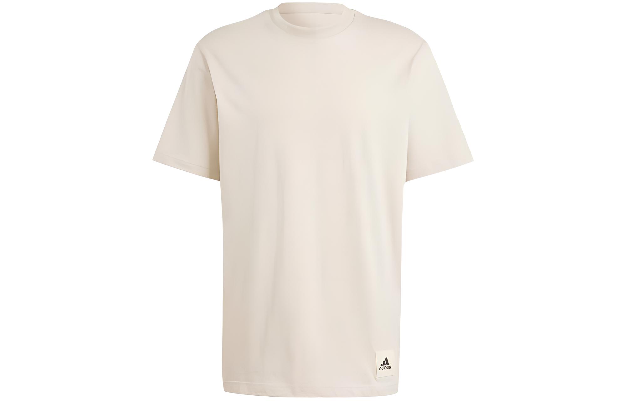 Adidas T Shirts Men s Beige Crew Neck Moderate Straight Fit IM0482 M