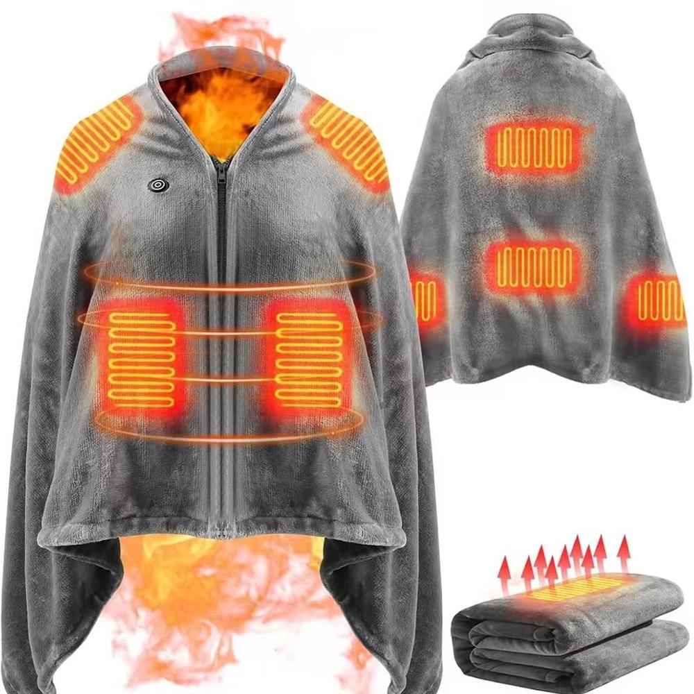 New USB-Heated Shawl Blanket Outdoor Camping Office Electric Heating Pack Powered By Rechargeable Battery Machine Washable