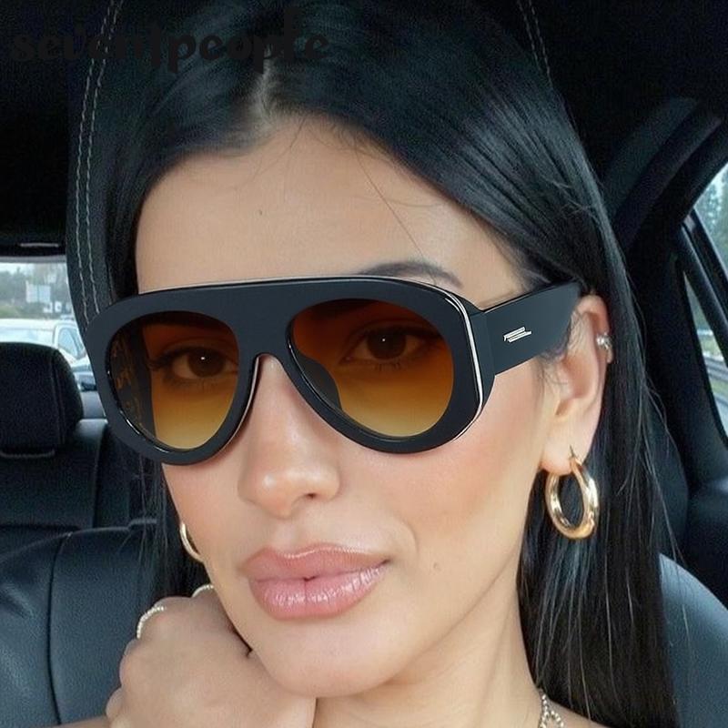 Oversized Y2K Punk Pilot Sunglasses Women Luxury Brand Vintage Shield Oval Sunglass Fashion Outdoor Toad Mirror For Ladies