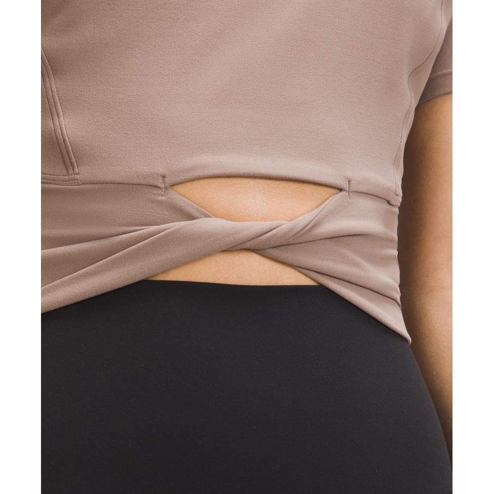 Lululemon Cropped Nulu Twist Hem Short Sleeve Shirt Taupetastic