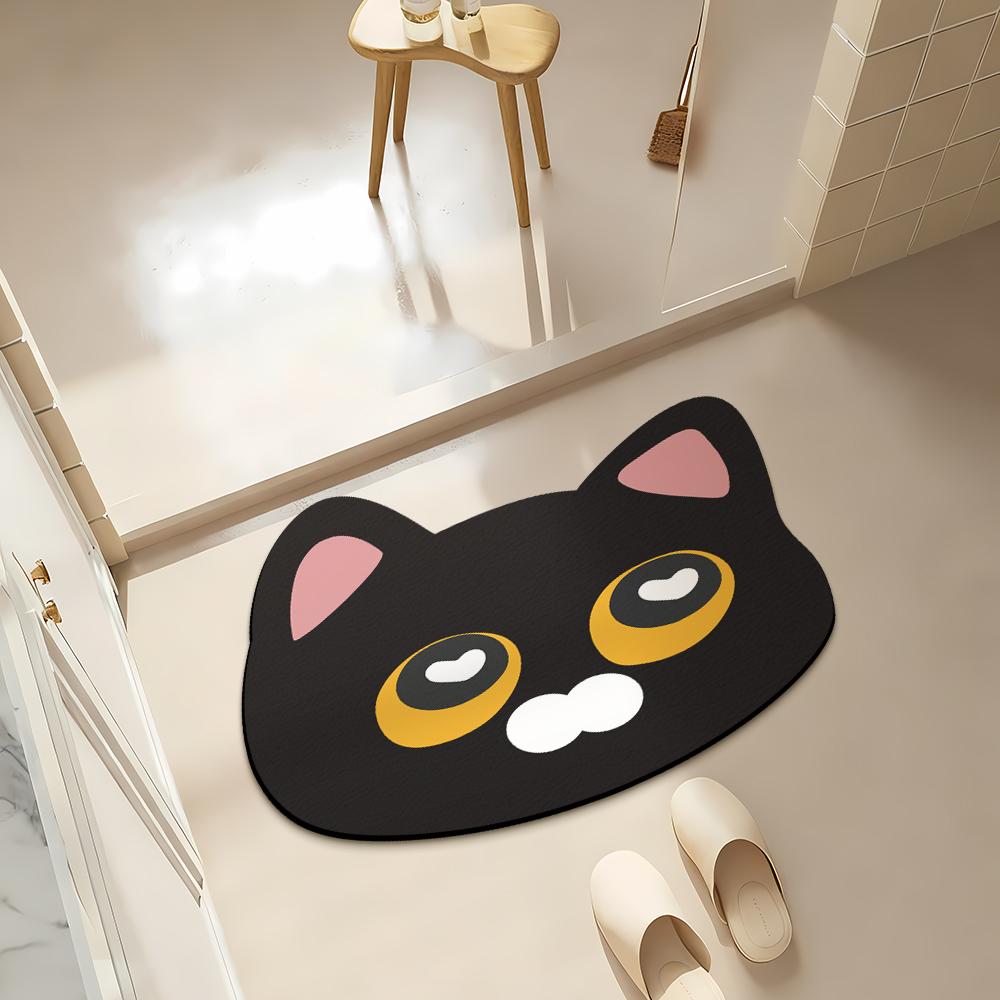 Cat Bathroom Mat Quick-Dry Diatomaceous Earth Bath Mat Funny Soft Diatom Mud Absorbent Floor Mat