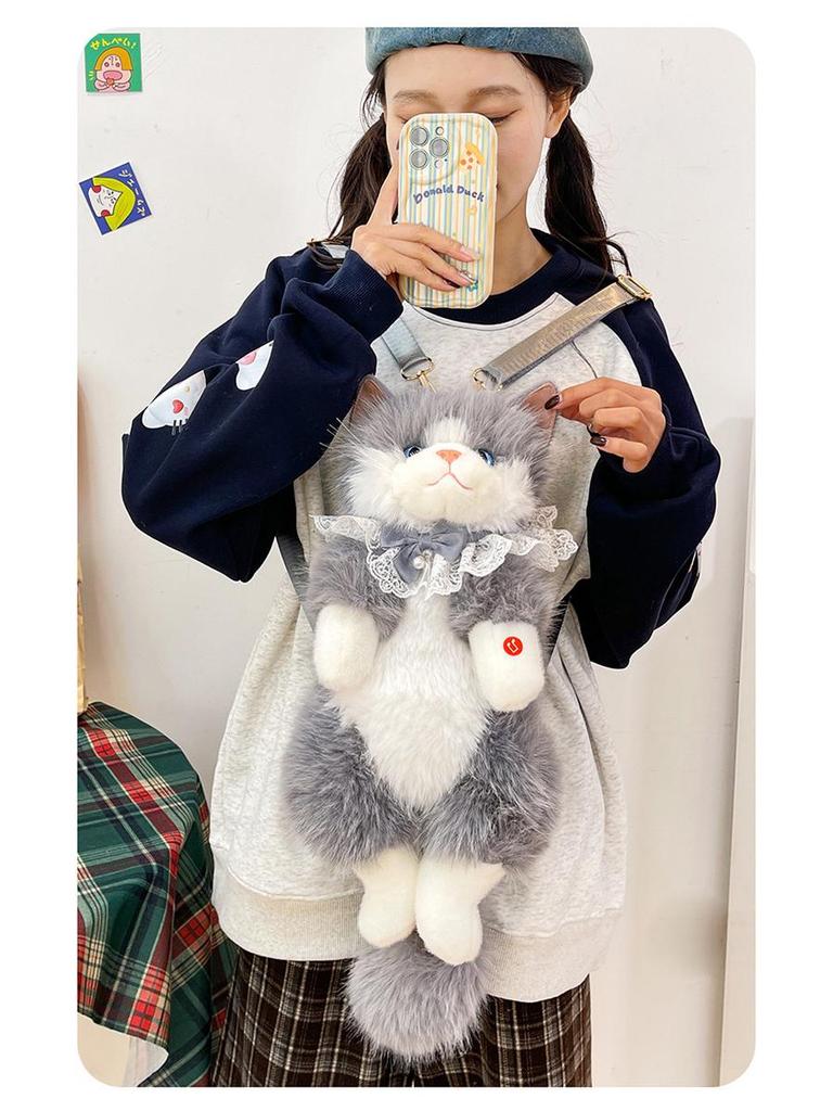 Cute Ragdoll Kitten Plush Backpack Toy for Girls and Kids