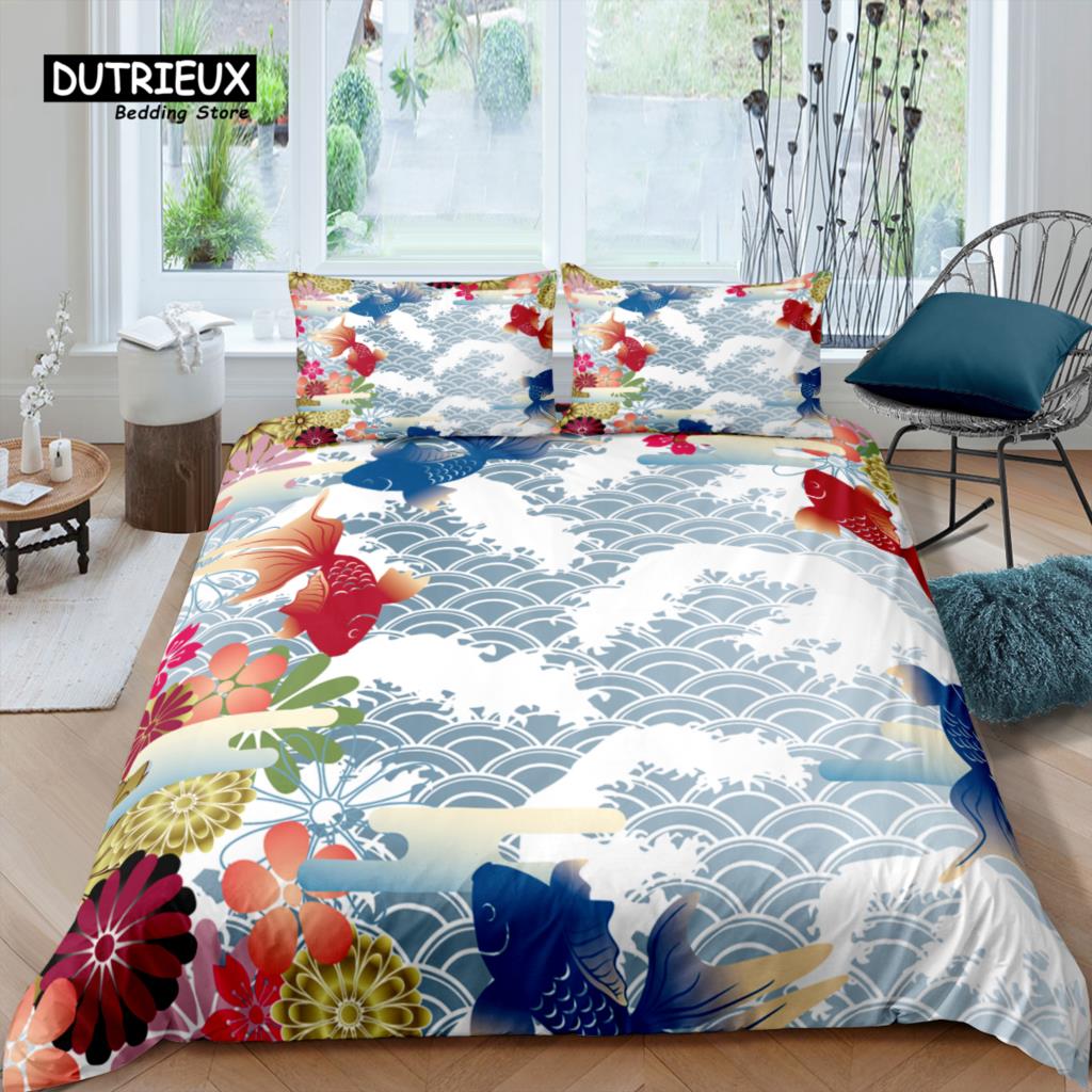 Home Living Luxury 3D Japanese Crane Bedding Set Flower Duvet Cover Pillowcase Queen And King Eu/Us/Au/Uk Size Comforter Bedding