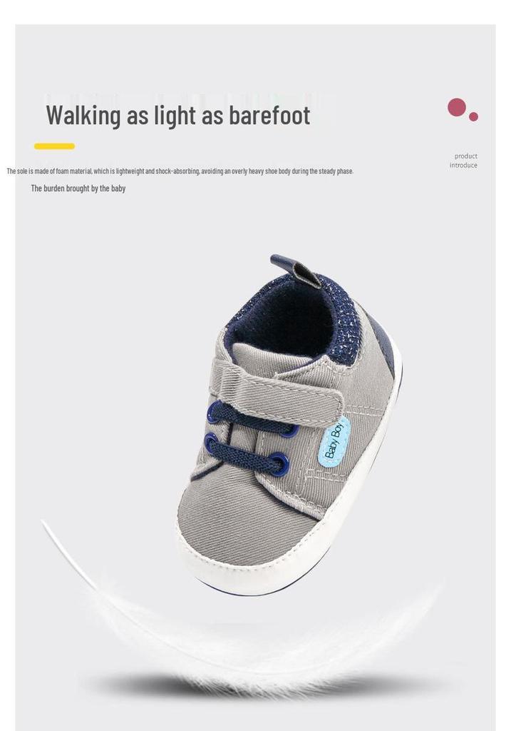 Stylish Lace-Up Baby Walking Shoes (0-1 Year) - Spring/Autumn, Non-Slip Canvas, Soft Cloth Sole, Wear-Resistant Toddler Shoes.