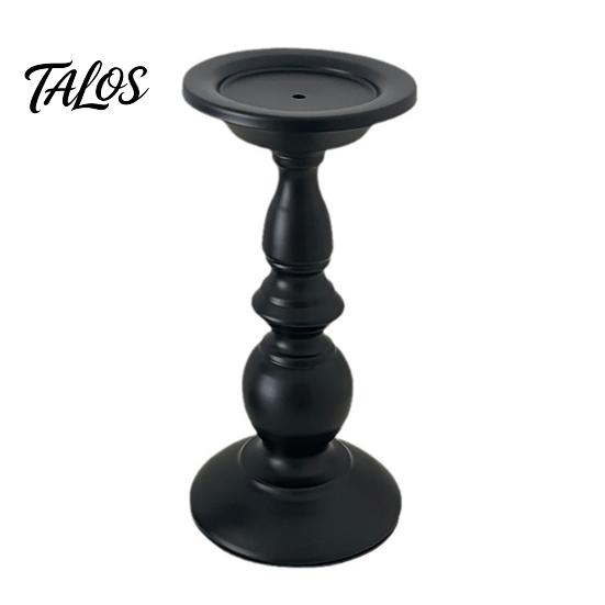 Portacandele Vintage, Portacandele a Colonna Nero Opaco, Supporto per Candele in Metallo Resistente al Calore per Candele Profumate e Candeline, Candeliere Retrò per