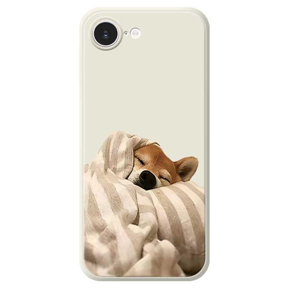 For iPhone 16e Case Wrapped Dog Pattern Printing Straight Edge TPU Phone Back Cover