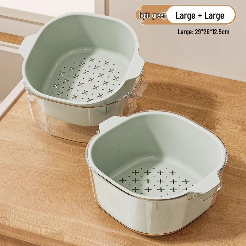 Double-Layer Kitchen Drain Basket for Fruits & Vegetables - Food-Grade Storage & Strainer