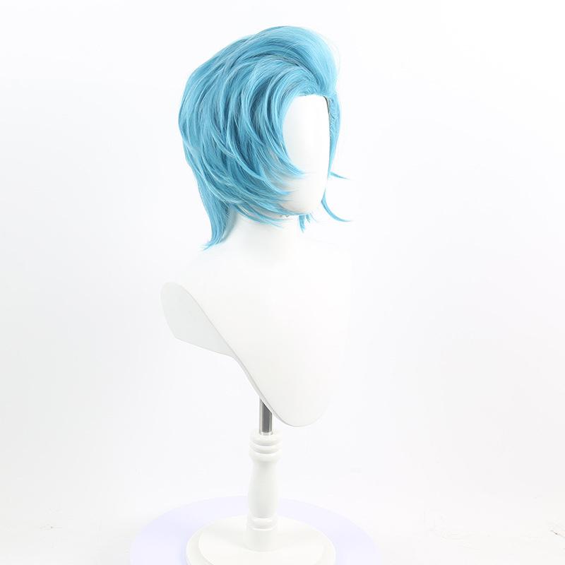 Hoshino Akuamarin Cosplay Wig Anime Aqua Stage Play Wigs Short Blue Cruly Heat Resistant Synthetic Hair Party Wigs + Wig Cap