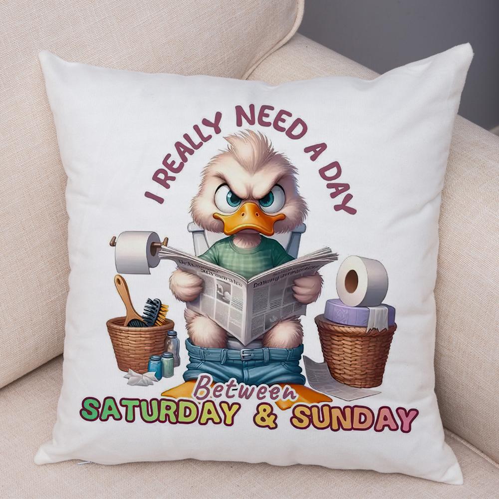 Smiling Monkey Pillowcase Double Print Do Not Disturb Sloth Cushion Cover Soft Plush Sassy Duck Pillowcase for Sofa Home Car