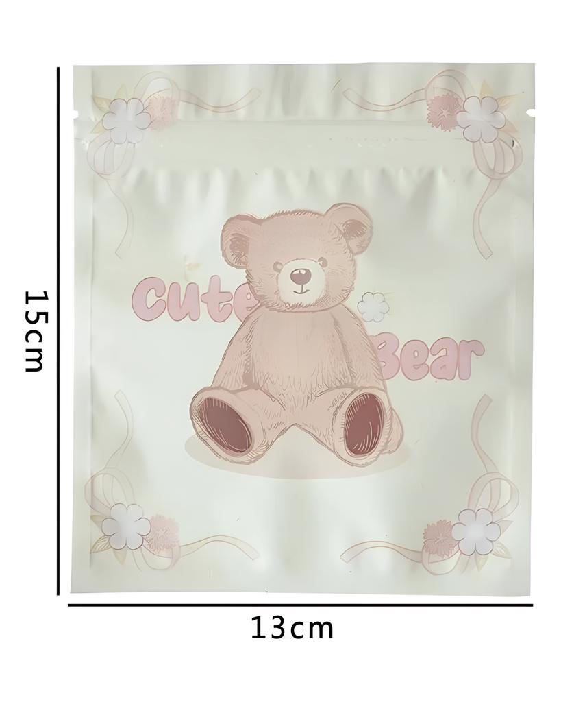 20Pcs Cute Fairy Bear Bow Matte Ziplock Bag Girl Gifts Kpop Photocard Packaging Homemade Blind Bag Material Girls Desk Organizer