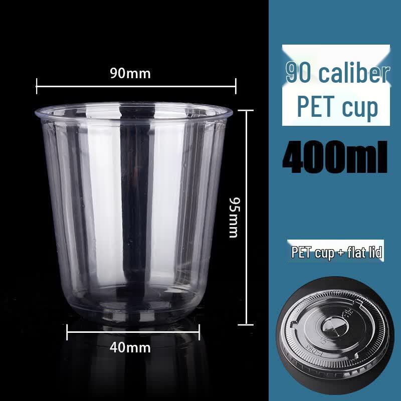Disposable Transparent U-Shaped Plastic Cups with Flat Lids