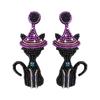 Beautiful Halloween Rice Bead Earrings Witch Cat Pumpkin Dangle Earrings  Party