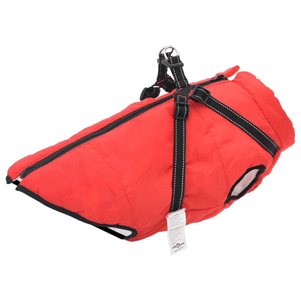 Waterproof Reflective Dog Coat with Integrated Harness Red Size L44