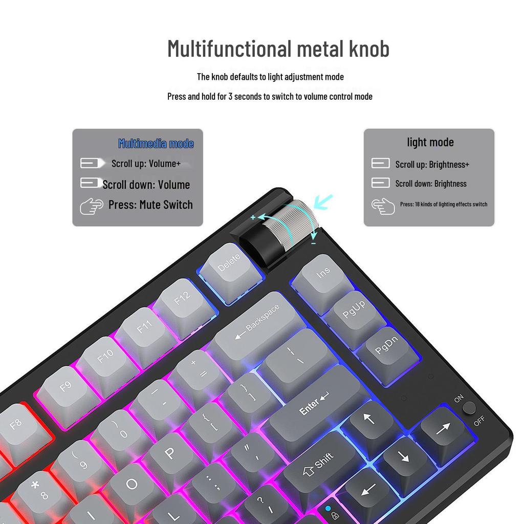 Three-Mode Wireless Mechanical Keyboard - GK75 Hot-Swappable, E-sports Gaming, Blue/Red Switch