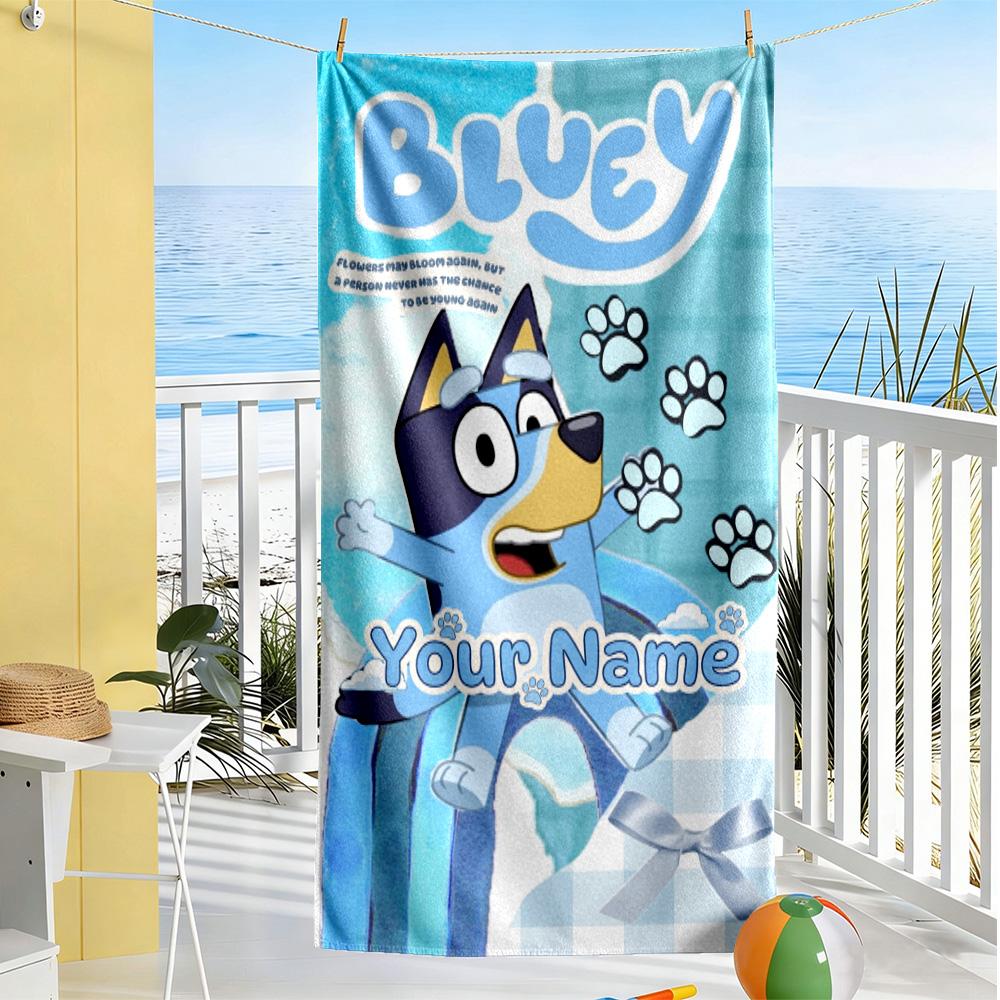 Bluey Personalized Text Beach Towel Quick-Dry Soft Microfiber Suitable for Sports Travel Swimming Yoga Bathroom Beach And Pool