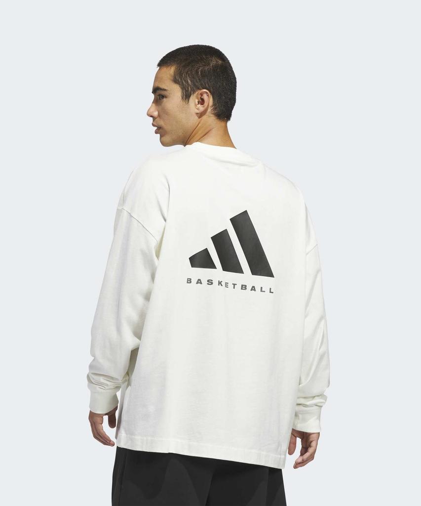 Adidas Basketball Long Sleeve Tee - White:Black / Kb7555