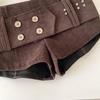 American Retro Low-Waist Corduroy Belted Shorts for Women - Autumn/Winter Fashion