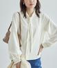 ROPE PICNIC Bowtie Frill Band Collar Women's Blouse, Off-White (15)