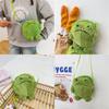 Mini Borsa a Tracolla a Forma di Rana Cartone Animato Peluche Con Chiusura a Zip Per Uso Quotidiano
