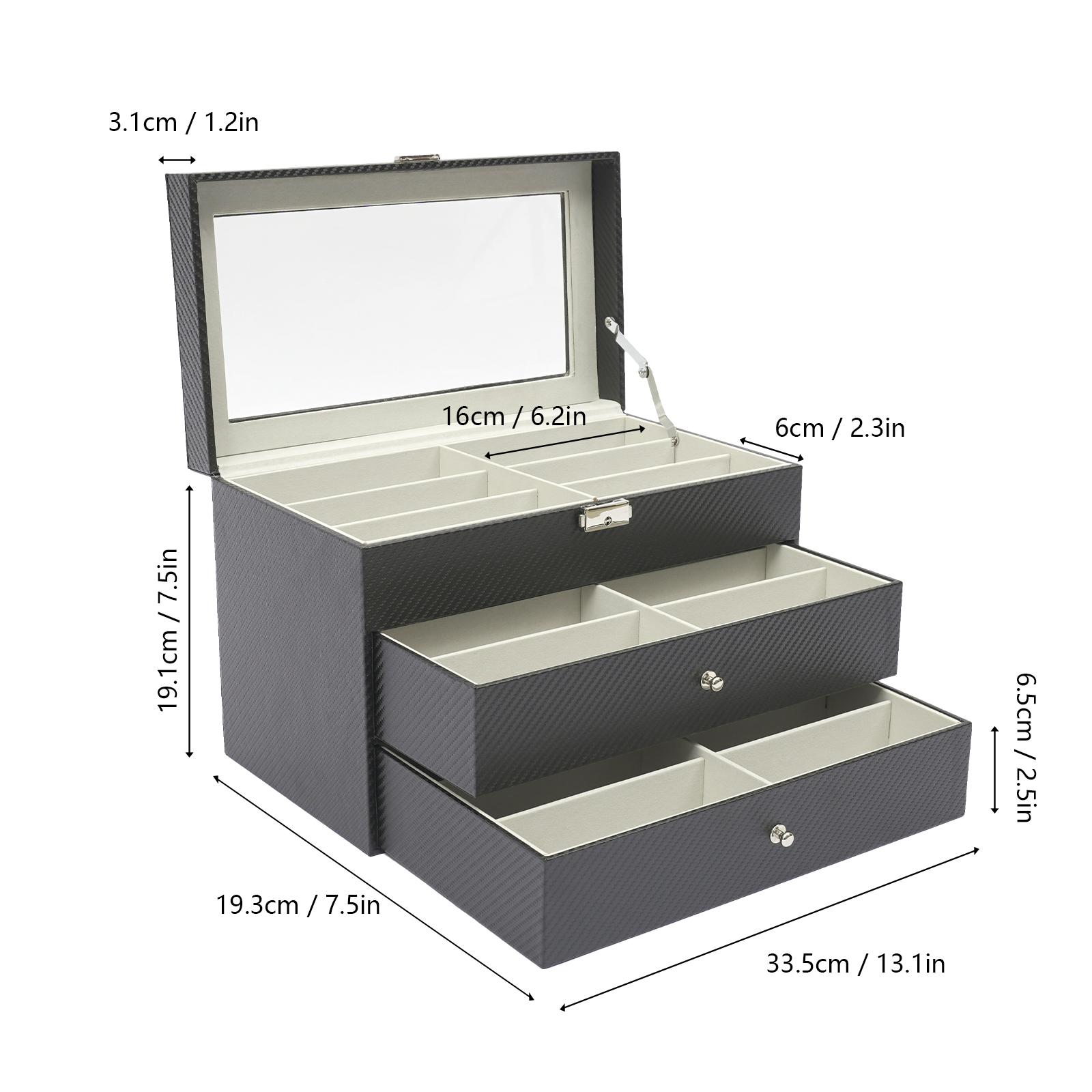 

Three-layer 18-slot Sunglasses and Eyeglasses Storage Box, Watch Case, Glasses Accessories Display Organizer, Gift чорний