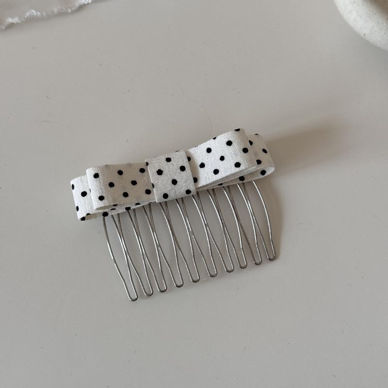 Dot Pattern Bow Hairbrush, Fluffy and Inverted, with Hairpin for Cascading Hair, Fresh and Sweet Fringe Clip, Cute Hairpin